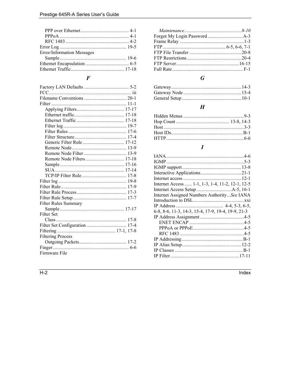 ZyXEL Communications Prestige 645R-A Series User Manual | Page 248 / 251