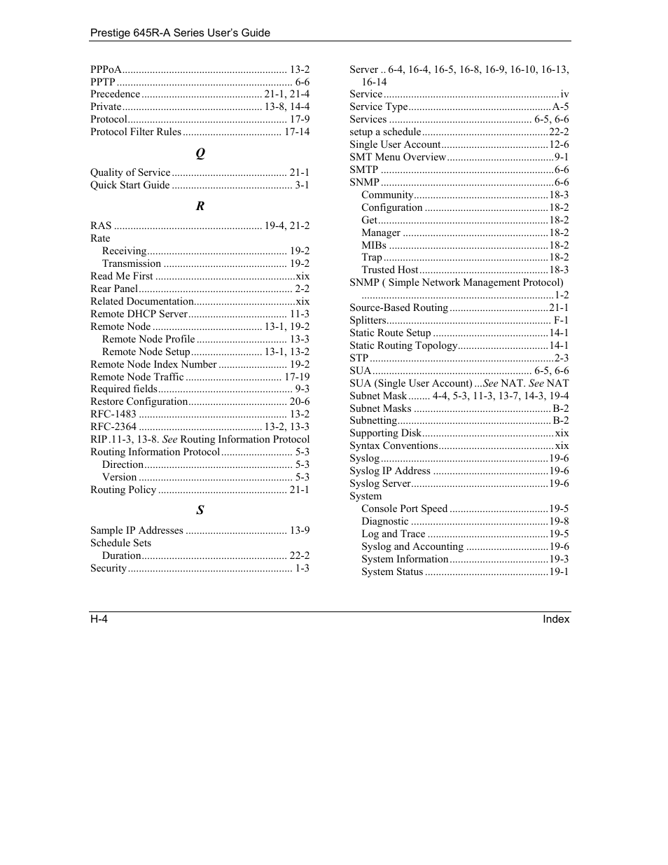 ZyXEL Communications Prestige 645R-A Series User Manual | Page 250 / 251