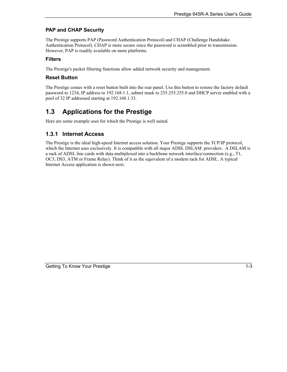 Applications for the prestige, 3 applications for the prestige | ZyXEL Communications Prestige 645R-A Series User Manual | Page 27 / 251