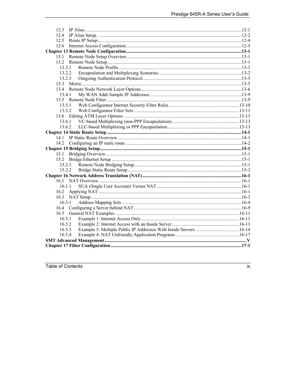 ZyXEL Communications Prestige 645R-A Series User Manual | Page 9 / 251