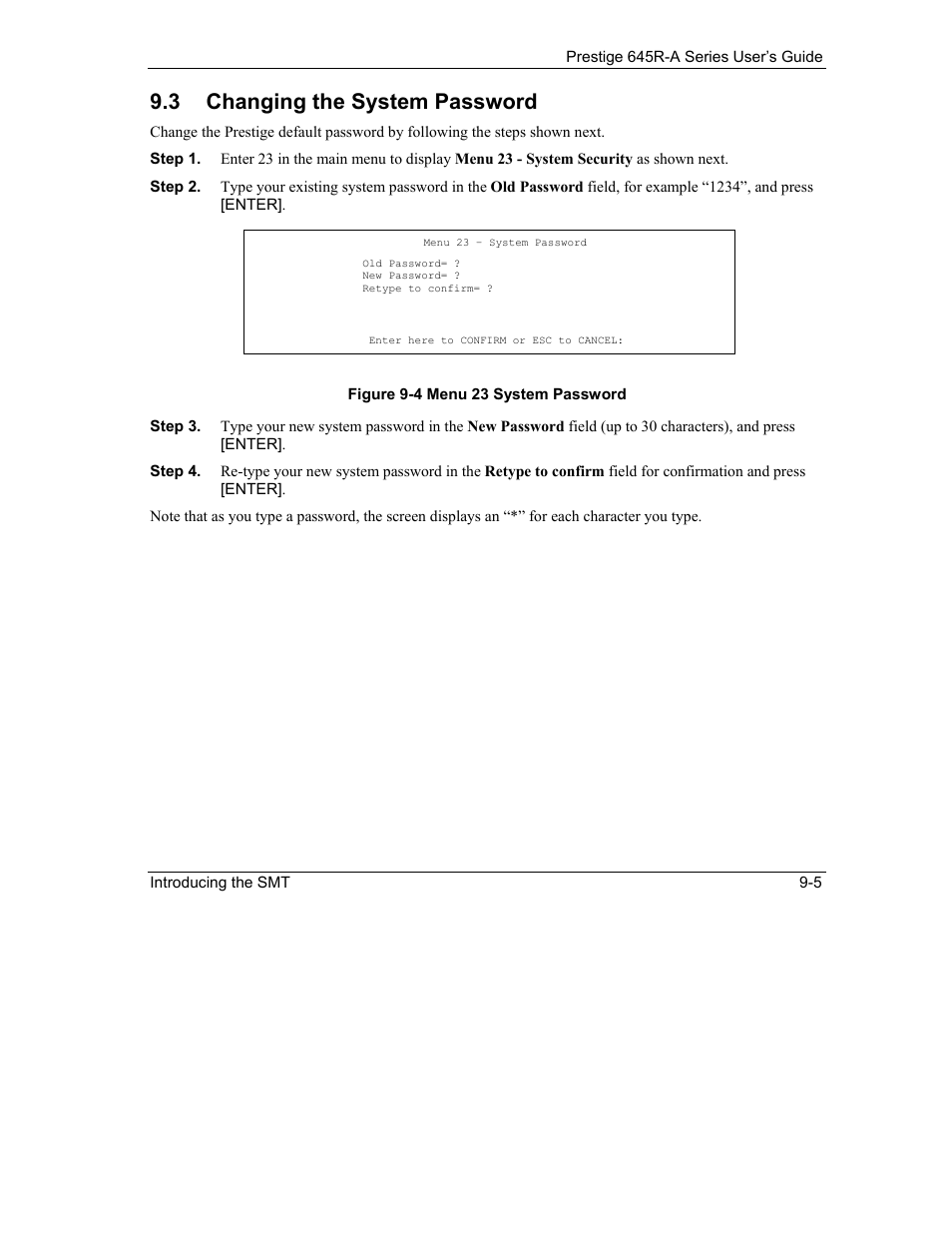 Changing the system password, 3 changing the system password | ZyXEL Communications Prestige 645R-A Series User Manual | Page 93 / 251