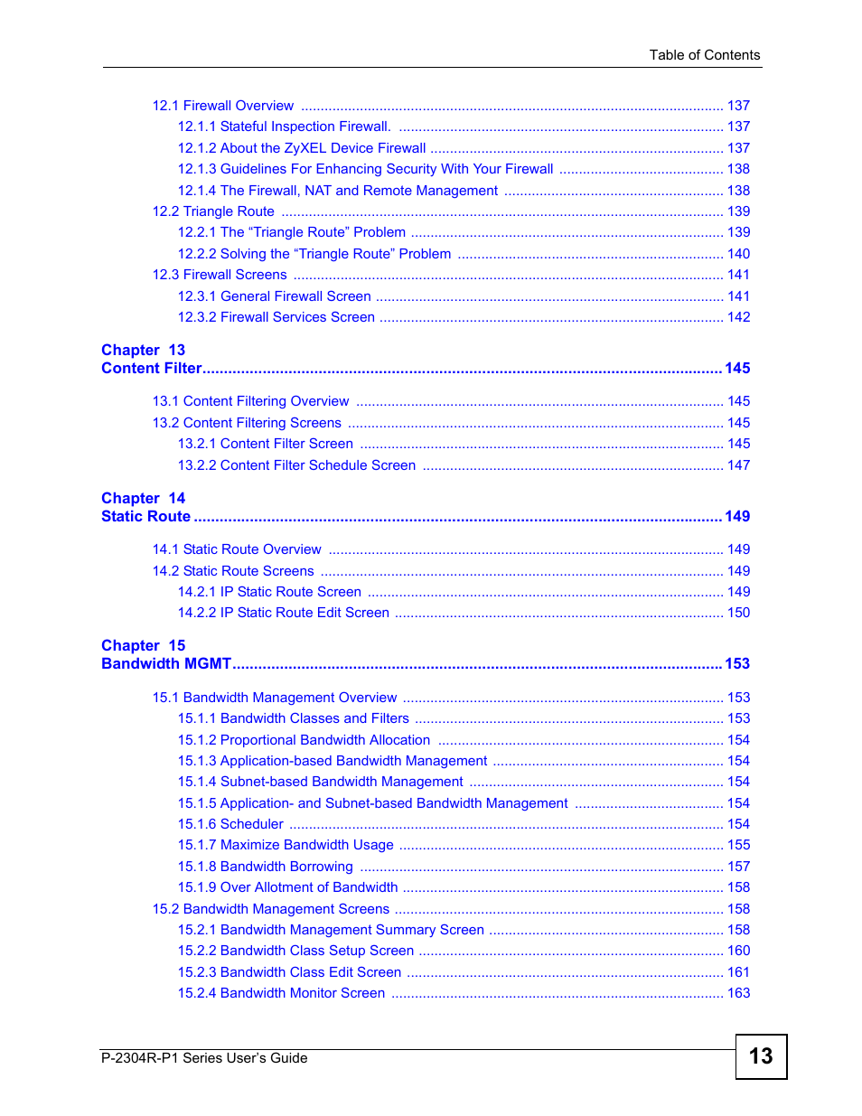 ZyXEL Communications P-2304R-P1 Series User Manual | Page 13 / 300