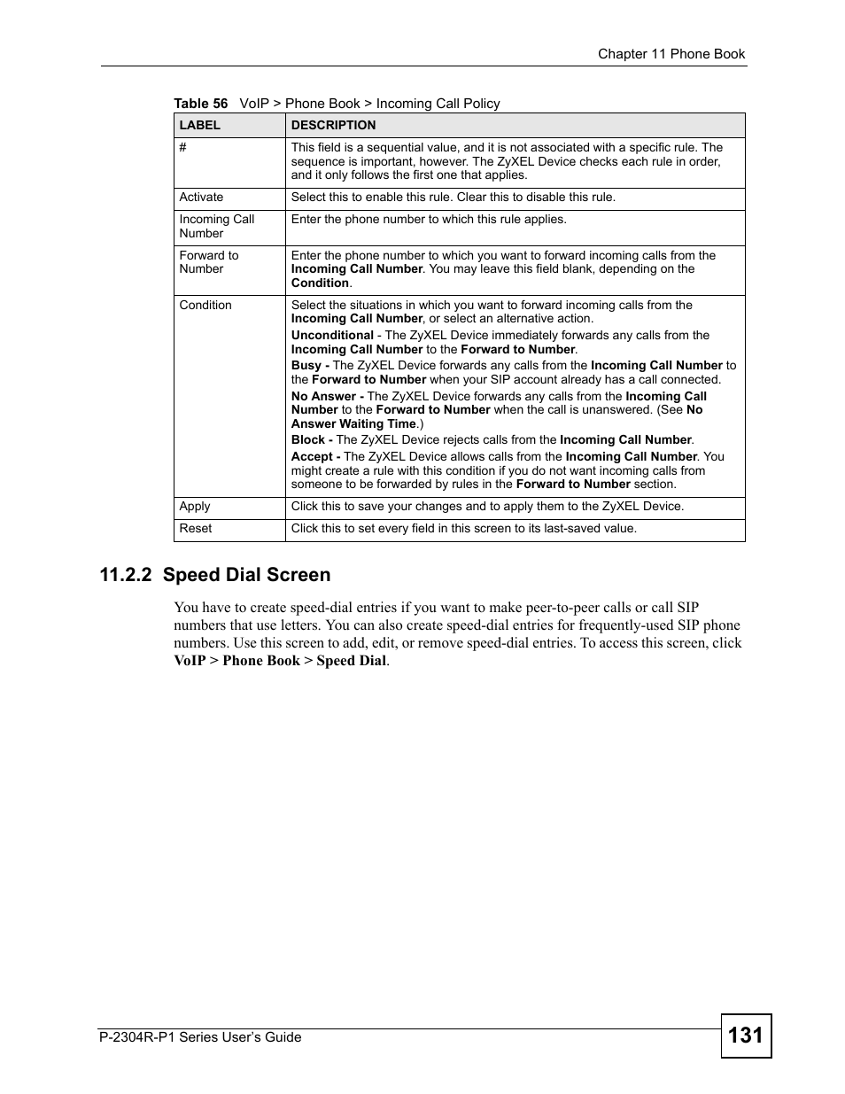 2 speed dial screen | ZyXEL Communications P-2304R-P1 Series User Manual | Page 131 / 300
