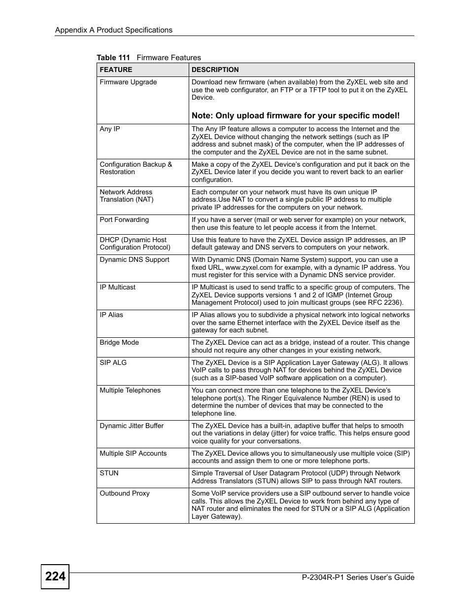ZyXEL Communications P-2304R-P1 Series User Manual | Page 224 / 300