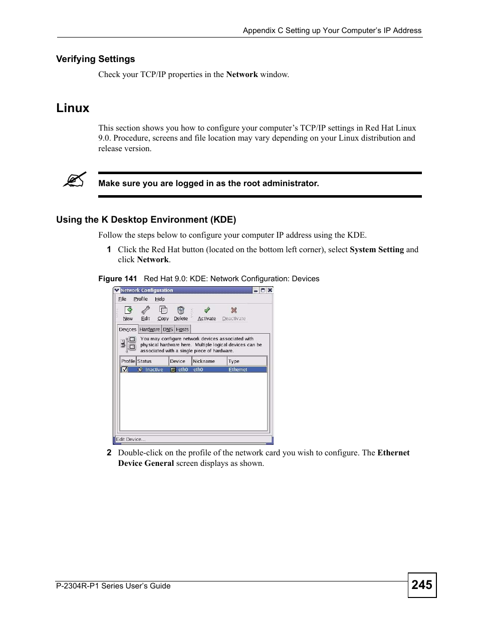 Linux | ZyXEL Communications P-2304R-P1 Series User Manual | Page 245 / 300