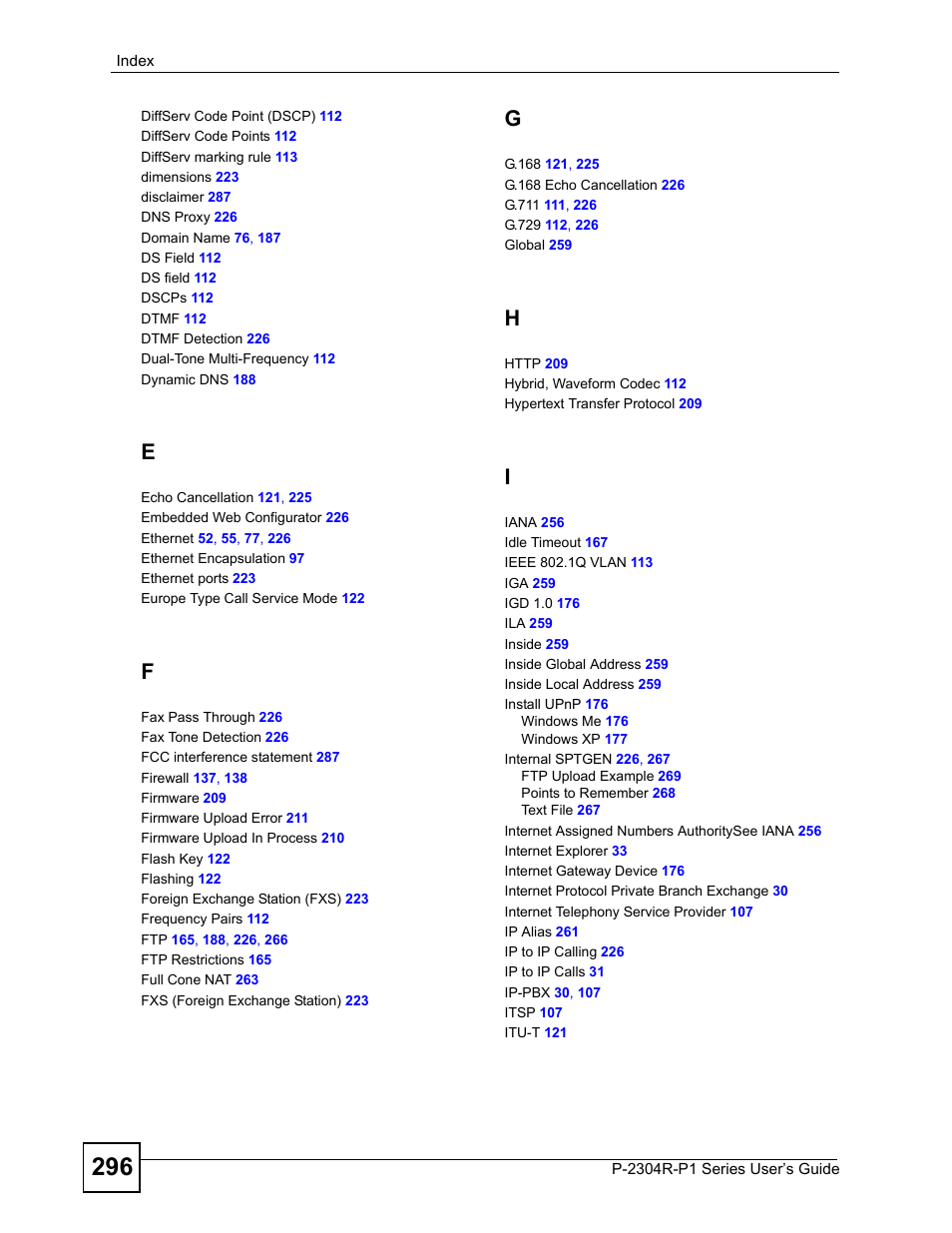 ZyXEL Communications P-2304R-P1 Series User Manual | Page 296 / 300