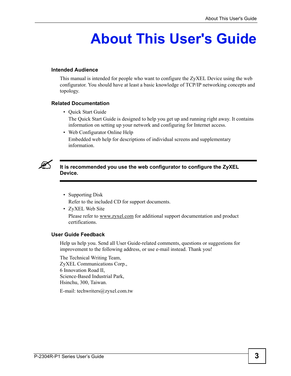 About this user's guide | ZyXEL Communications P-2304R-P1 Series User Manual | Page 3 / 300
