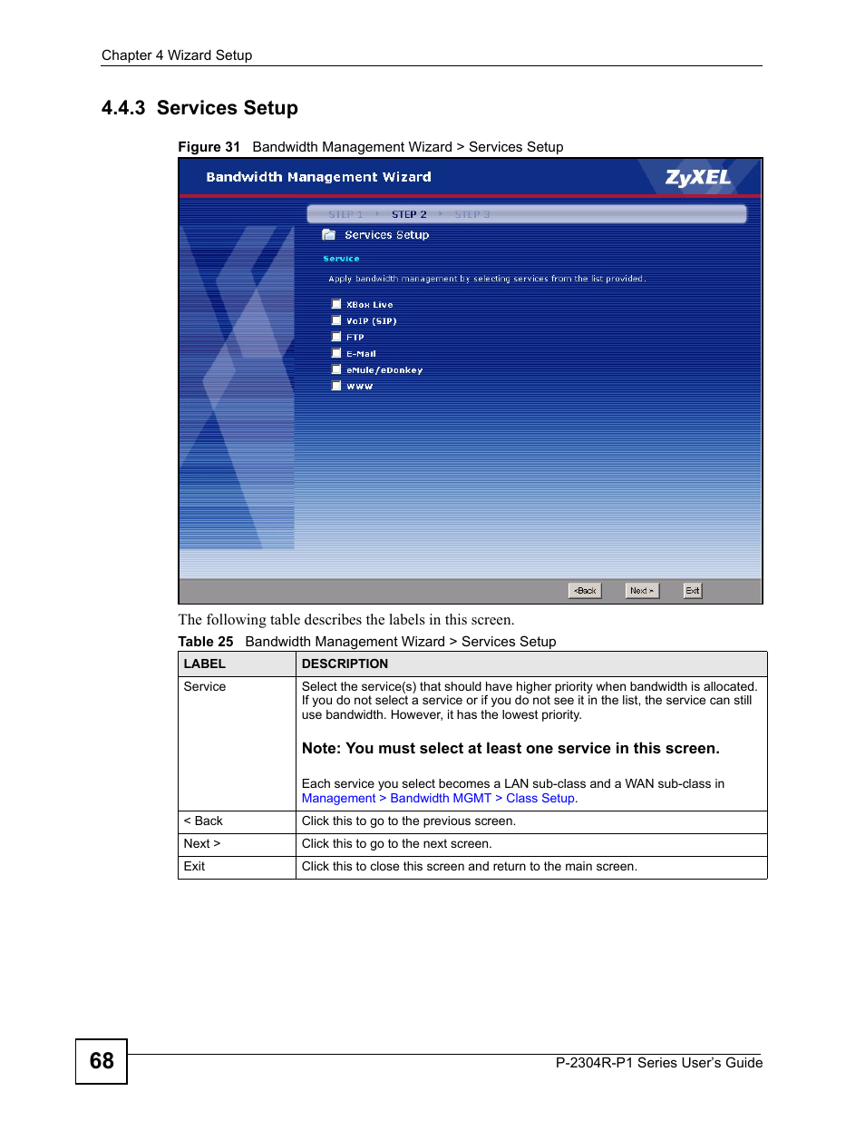 3 services setup | ZyXEL Communications P-2304R-P1 Series User Manual | Page 68 / 300