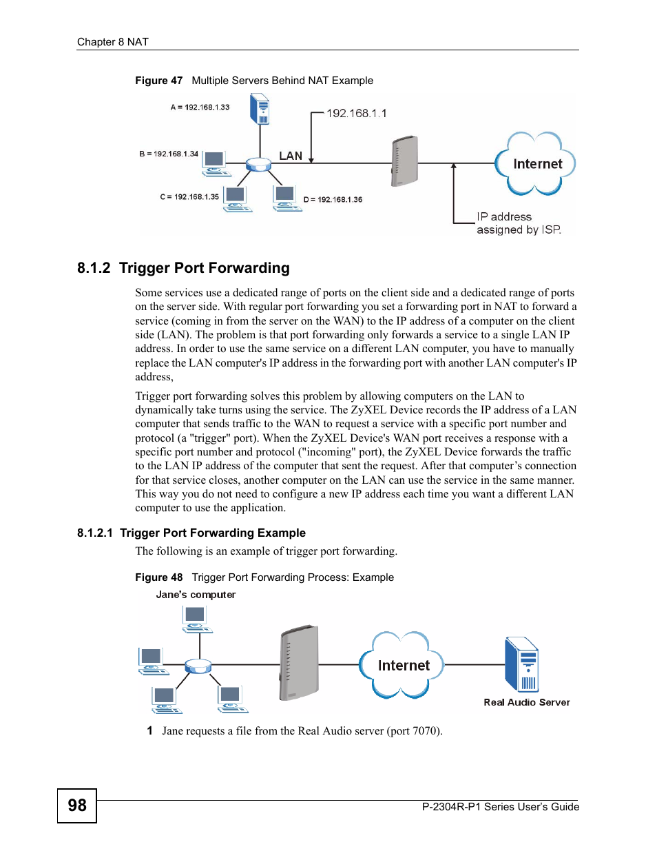 2 trigger port forwarding | ZyXEL Communications P-2304R-P1 Series User Manual | Page 98 / 300
