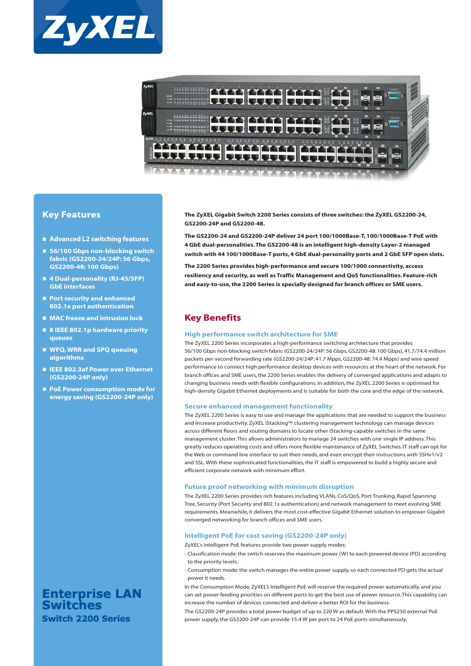 ZyXEL Communications GS2200-48 User Manual | 4 pages