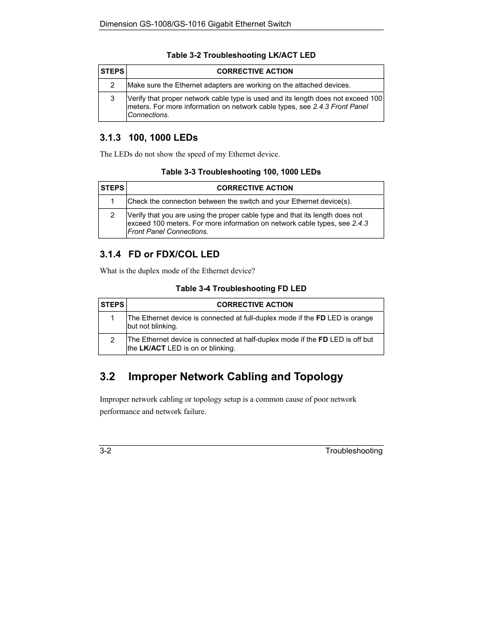 Improper network cabling and topology, 2 improper network cabling and topology | ZyXEL Communications ZyXEL Dimension GS-1008 User Manual | Page 26 / 32