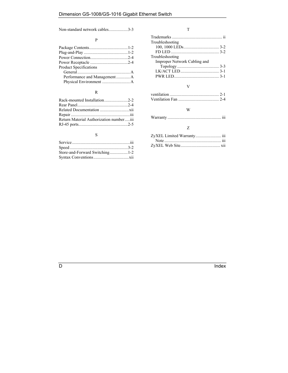ZyXEL Communications ZyXEL Dimension GS-1008 User Manual | Page 32 / 32