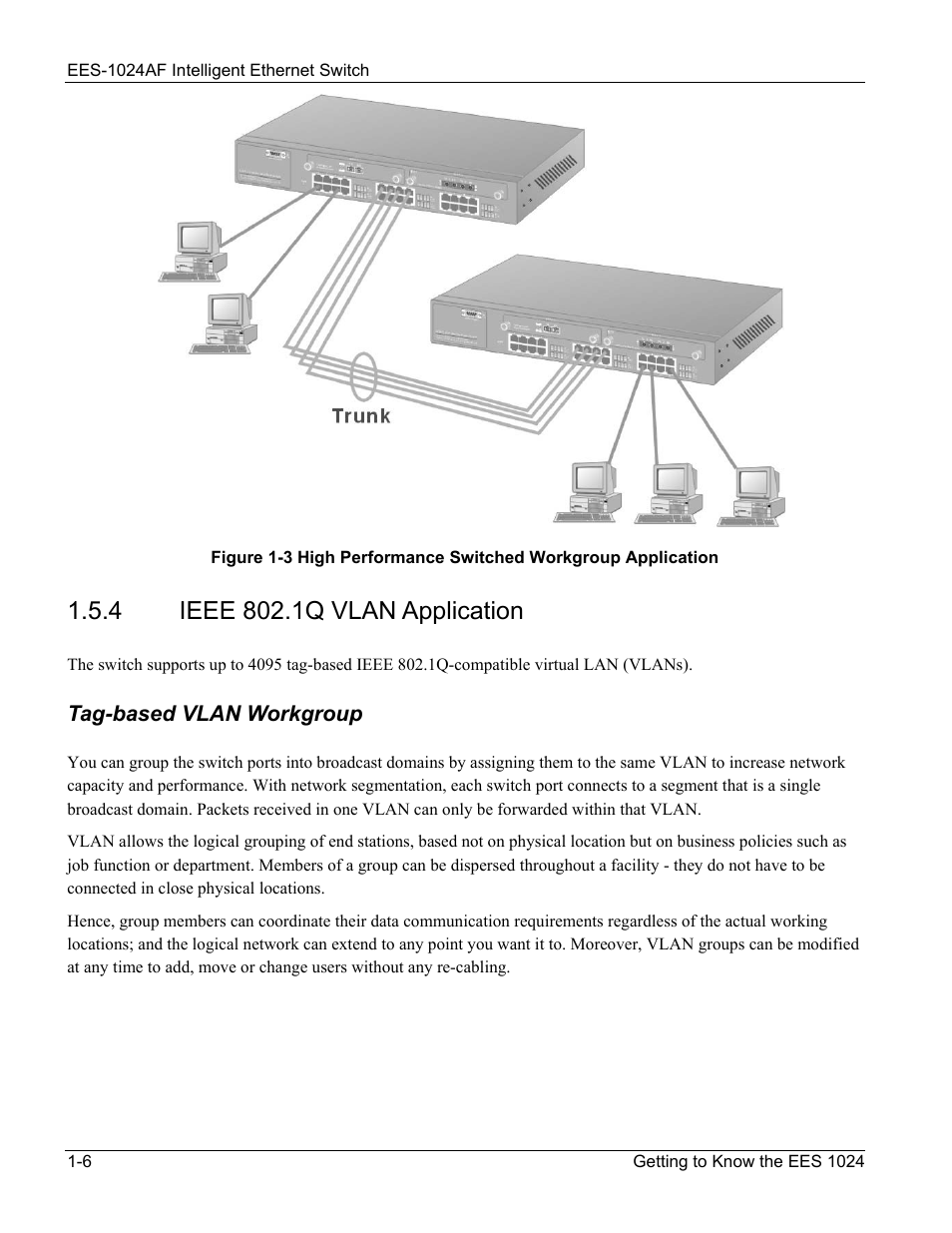 Ieee 802.1q vlan application, Ieee 802.1q vlan application -6 | ZyXEL Communications EES-1024AF User Manual | Page 26 / 99