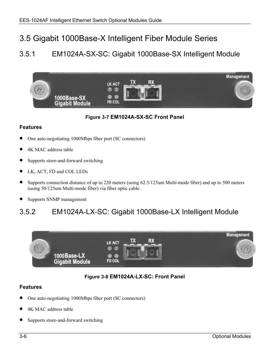Gigabit 1000base-x intelligent fiber module series | ZyXEL Communications EES-1024AF User Manual | Page 40 / 99
