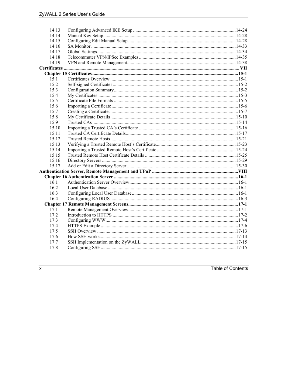 ZyXEL Communications Internet Security Gateway ZyWALL 2 Series User Manual | Page 10 / 614