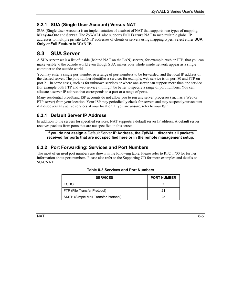 Sua server, 3 sua server | ZyXEL Communications Internet Security Gateway ZyWALL 2 Series User Manual | Page 127 / 614