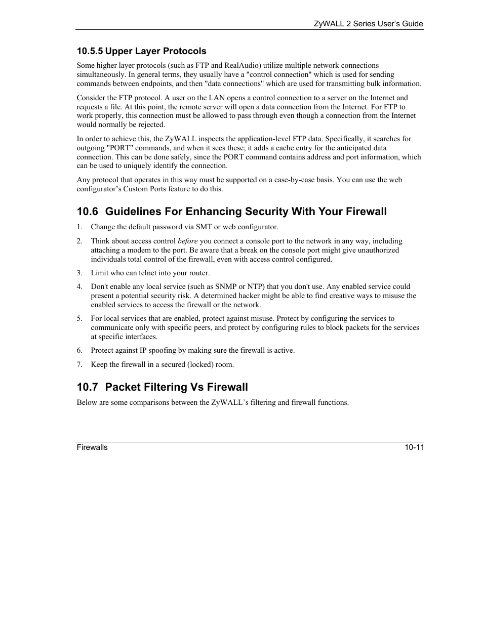 Packet filtering vs firewall, 7 packet filtering vs firewall | ZyXEL Communications Internet Security Gateway ZyWALL 2 Series User Manual | Page 153 / 614