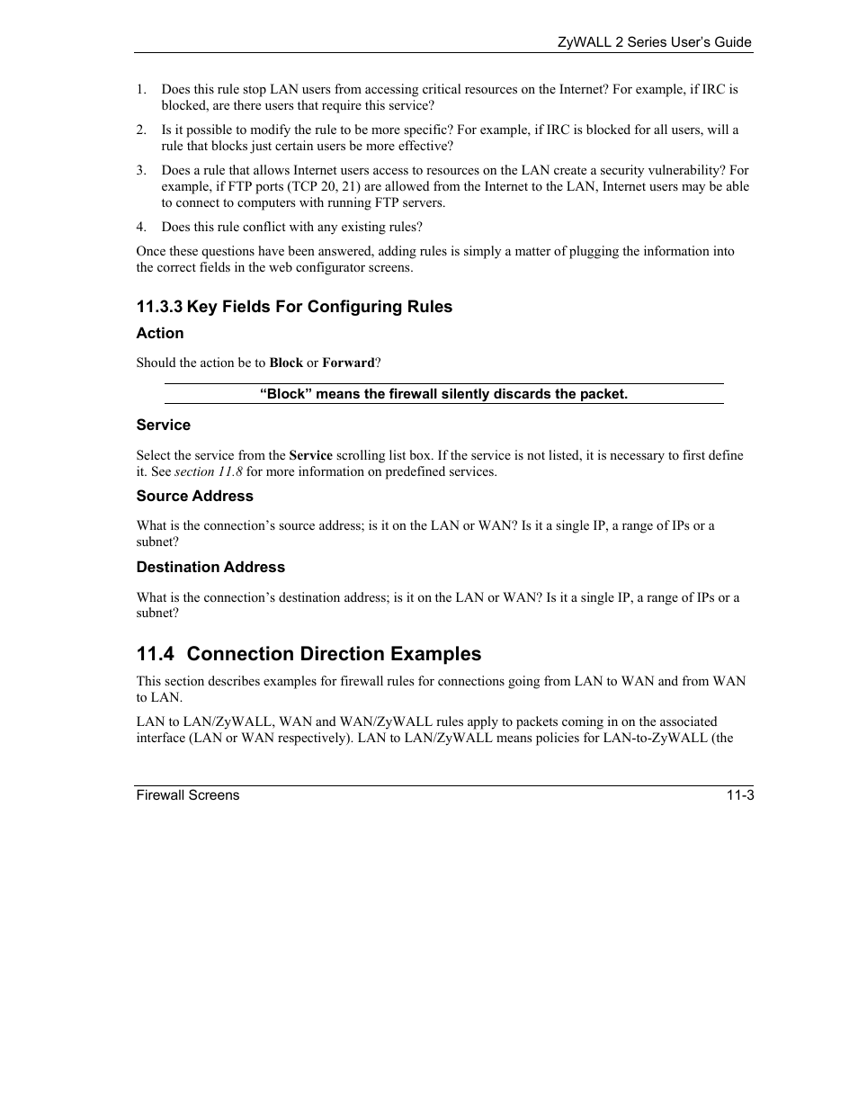 Connection direction examples, 4 connection direction examples | ZyXEL Communications Internet Security Gateway ZyWALL 2 Series User Manual | Page 159 / 614