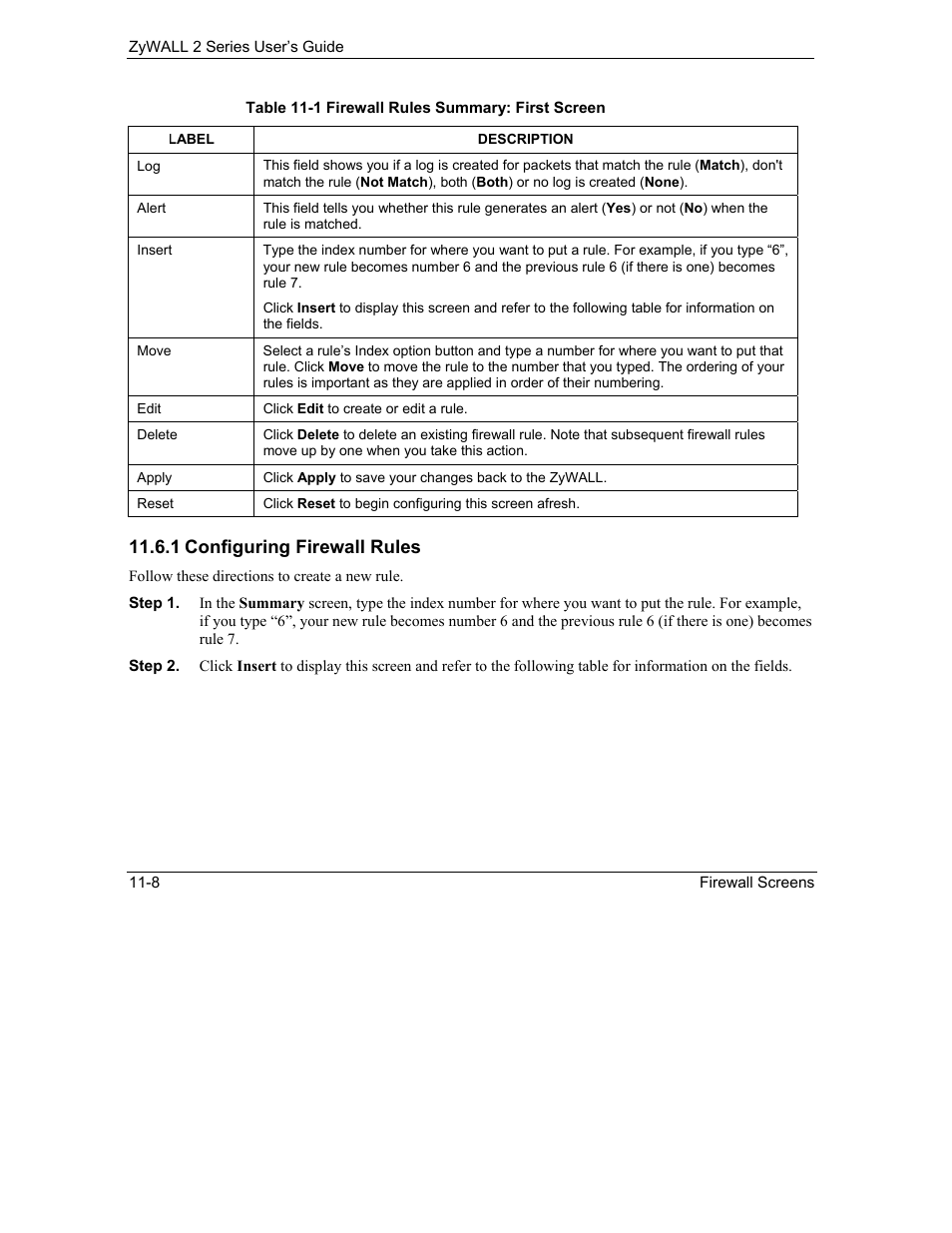1 configuring firewall rules | ZyXEL Communications Internet Security Gateway ZyWALL 2 Series User Manual | Page 164 / 614