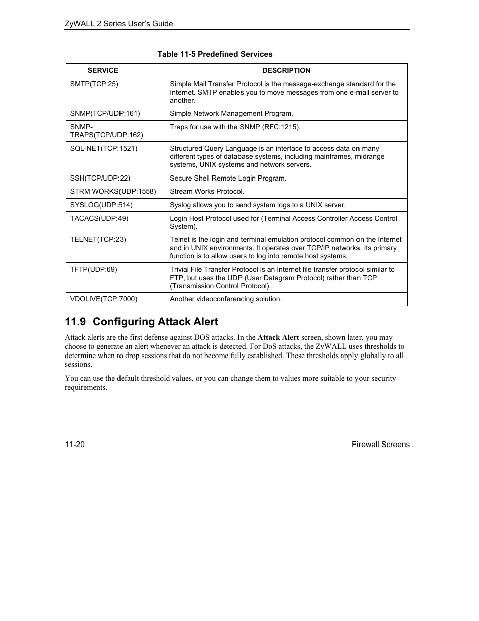 Configuring attack alert, 9 configuring attack alert | ZyXEL Communications Internet Security Gateway ZyWALL 2 Series User Manual | Page 176 / 614