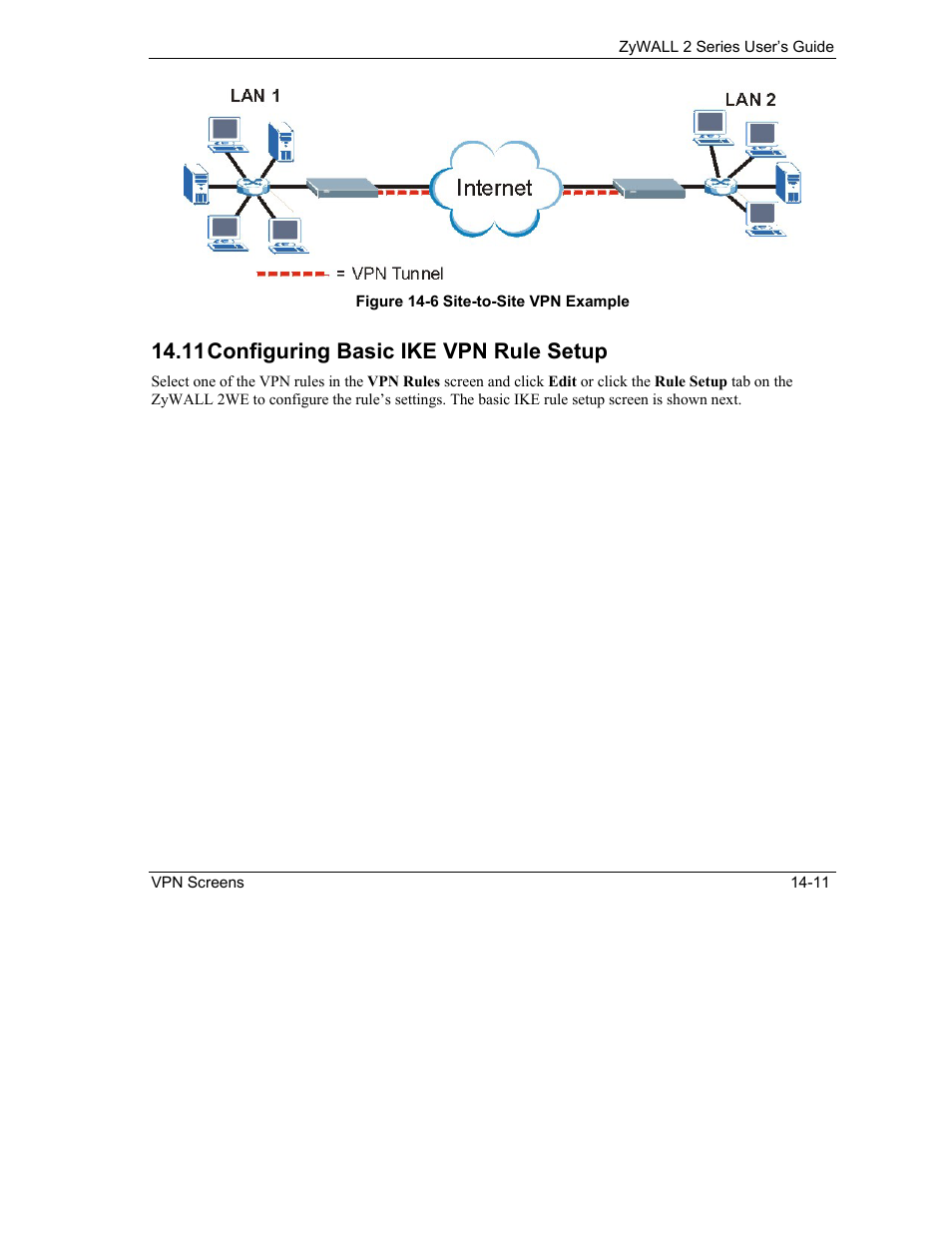 Configuring basic ike vpn rule setup, 11 configuring basic ike vpn rule setup | ZyXEL Communications Internet Security Gateway ZyWALL 2 Series User Manual | Page 217 / 614