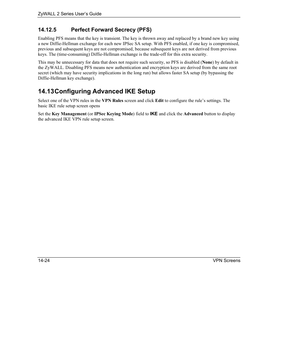 Configuring advanced ike setup, 13 configuring advanced ike setup | ZyXEL Communications Internet Security Gateway ZyWALL 2 Series User Manual | Page 230 / 614