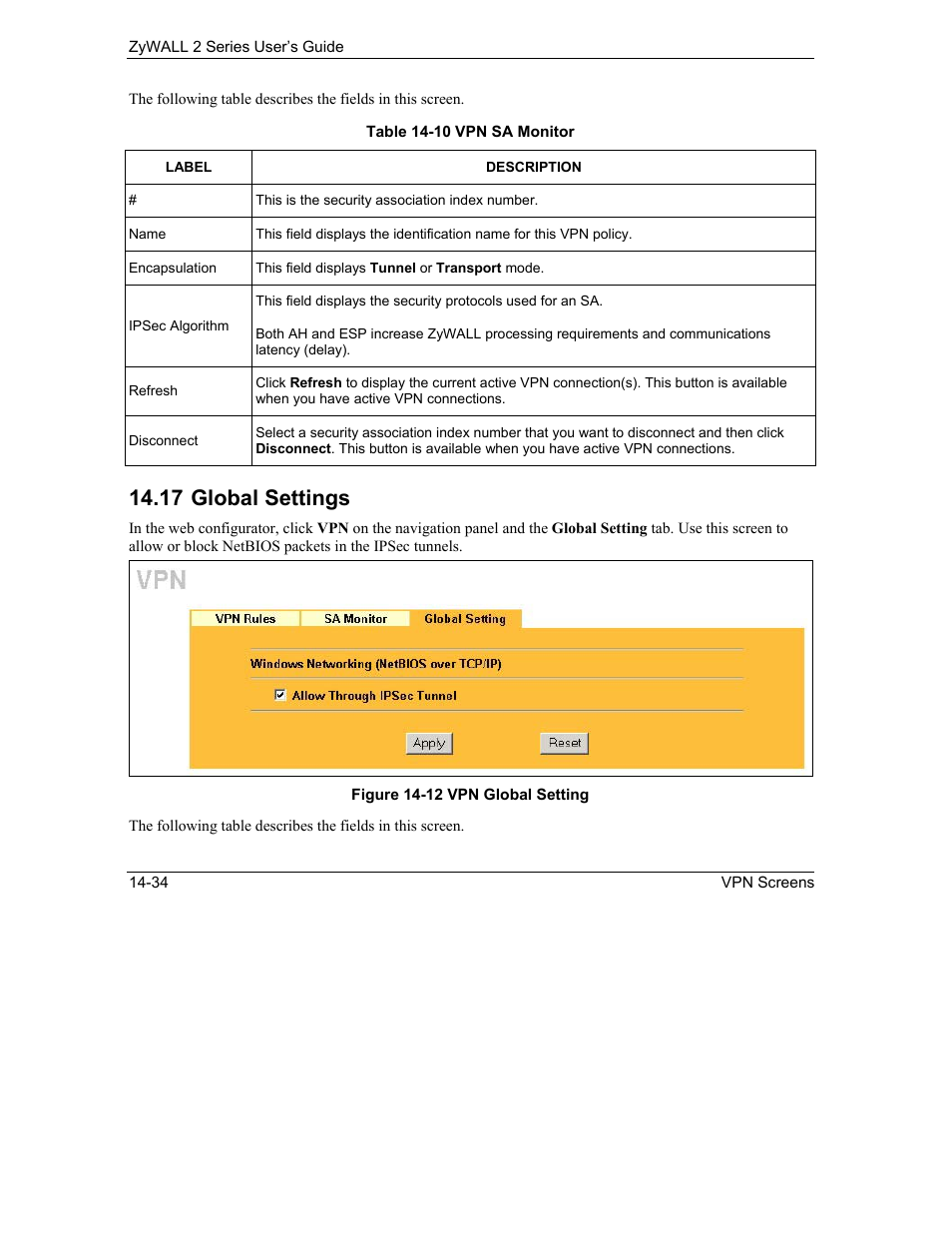 Global settings, 17 global settings | ZyXEL Communications Internet Security Gateway ZyWALL 2 Series User Manual | Page 240 / 614