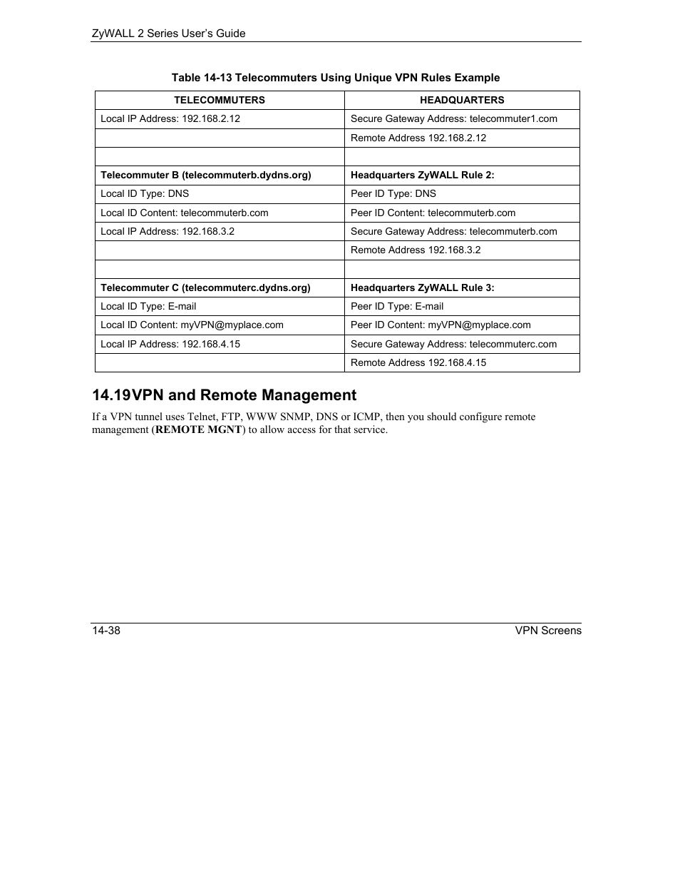 Vpn and remote management, 19 vpn and remote management | ZyXEL Communications Internet Security Gateway ZyWALL 2 Series User Manual | Page 244 / 614