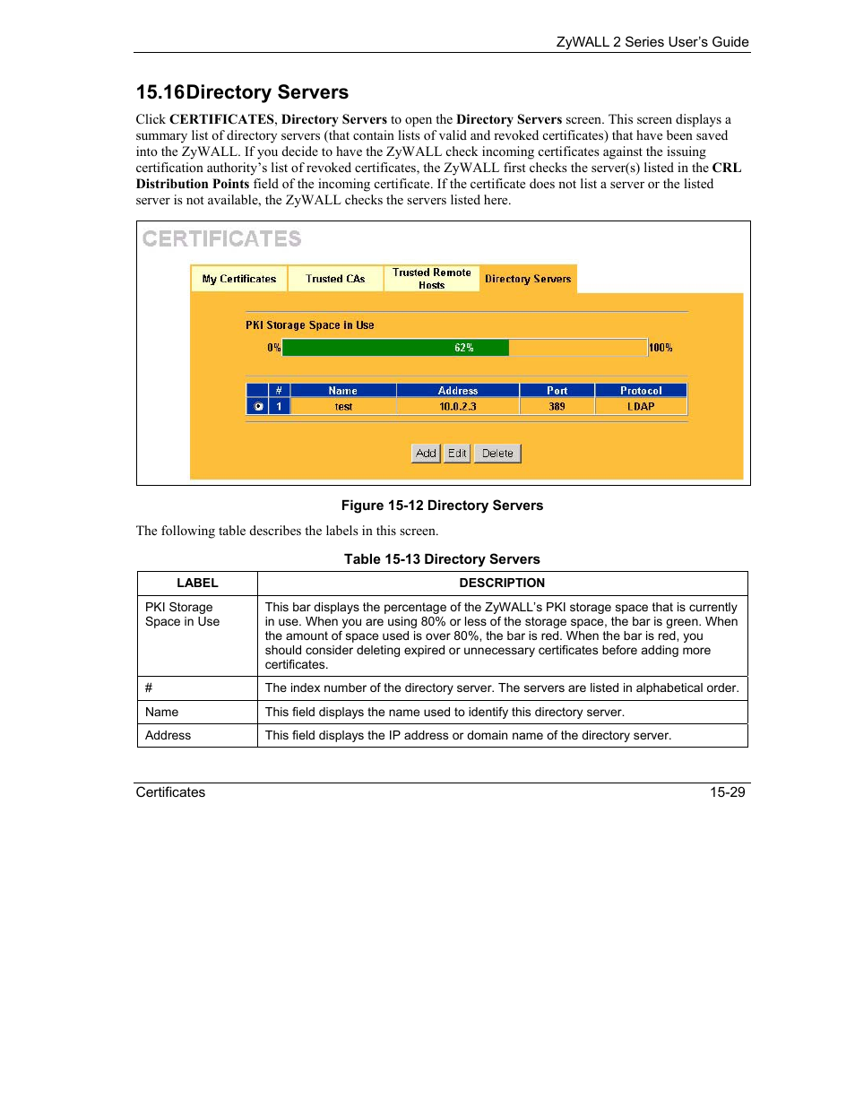 Directory servers, 16 directory servers | ZyXEL Communications Internet Security Gateway ZyWALL 2 Series User Manual | Page 275 / 614
