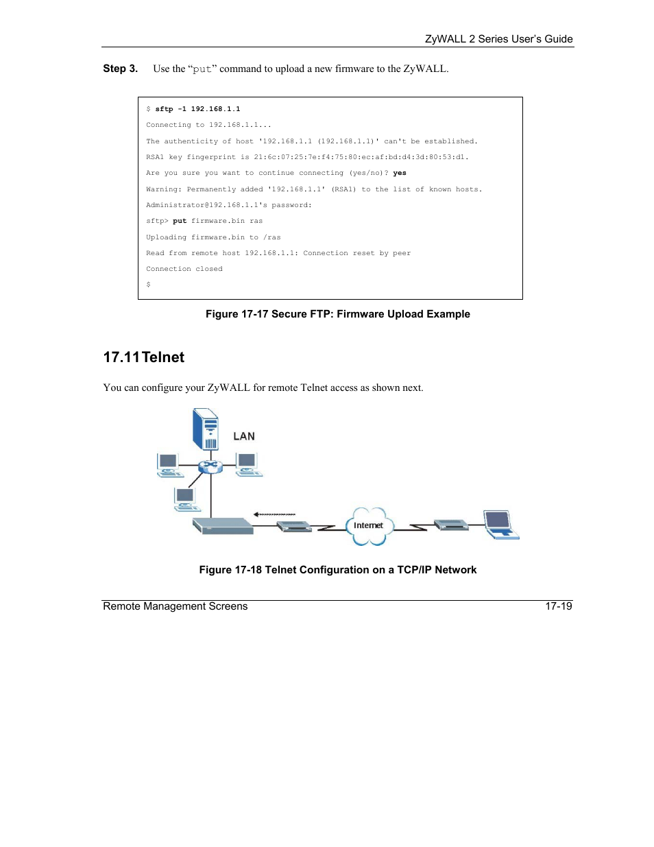 Telnet, 11 telnet | ZyXEL Communications Internet Security Gateway ZyWALL 2 Series User Manual | Page 305 / 614