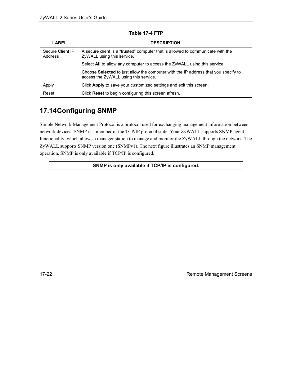 Configuring snmp, 14 configuring snmp | ZyXEL Communications Internet Security Gateway ZyWALL 2 Series User Manual | Page 308 / 614