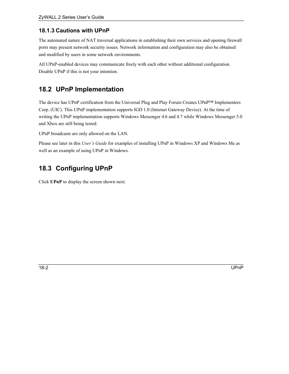Upnp implementation, Configuring upnp, 2 upnp implementation | 3 configuring upnp | ZyXEL Communications Internet Security Gateway ZyWALL 2 Series User Manual | Page 318 / 614