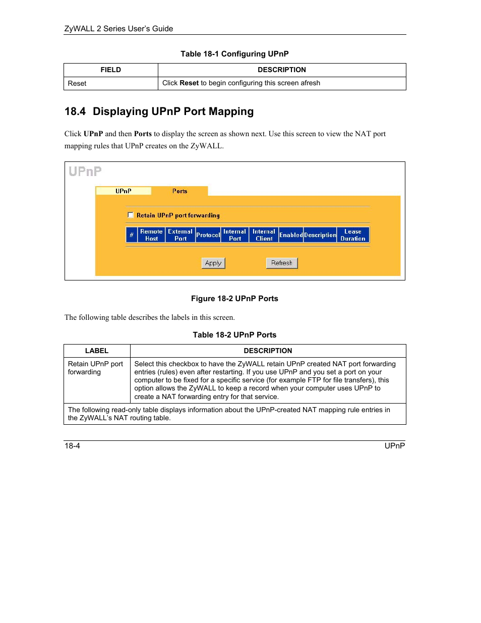 Displaying upnp port mapping, 4 displaying upnp port mapping | ZyXEL Communications Internet Security Gateway ZyWALL 2 Series User Manual | Page 320 / 614