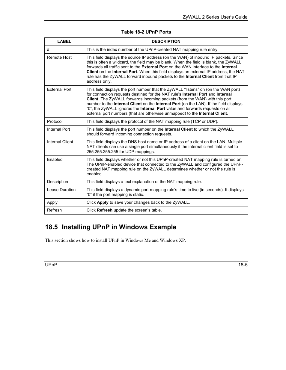 Installing upnp in windows example, 5 installing upnp in windows example | ZyXEL Communications Internet Security Gateway ZyWALL 2 Series User Manual | Page 321 / 614