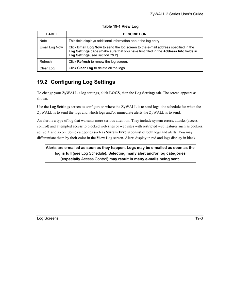 Configuring log settings, 2 configuring log settings | ZyXEL Communications Internet Security Gateway ZyWALL 2 Series User Manual | Page 331 / 614
