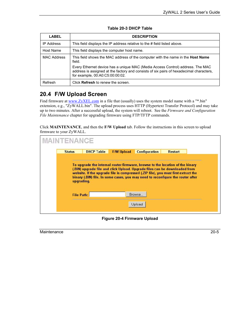 F/w upload screen, 4 f/w upload screen | ZyXEL Communications Internet Security Gateway ZyWALL 2 Series User Manual | Page 347 / 614