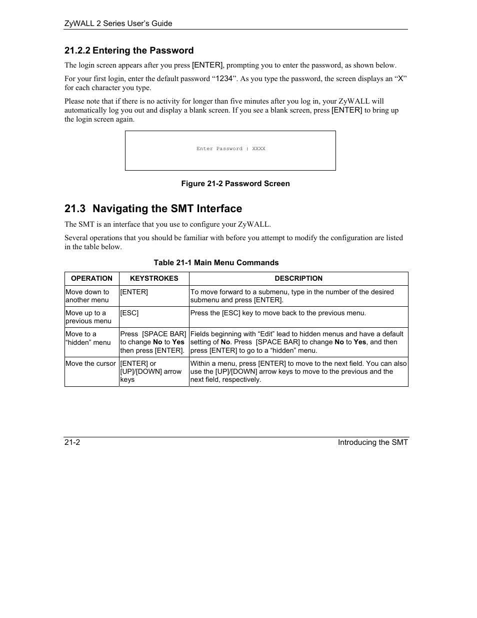 Navigating the smt interface, 3 navigating the smt interface, 2 entering the password | ZyXEL Communications Internet Security Gateway ZyWALL 2 Series User Manual | Page 358 / 614