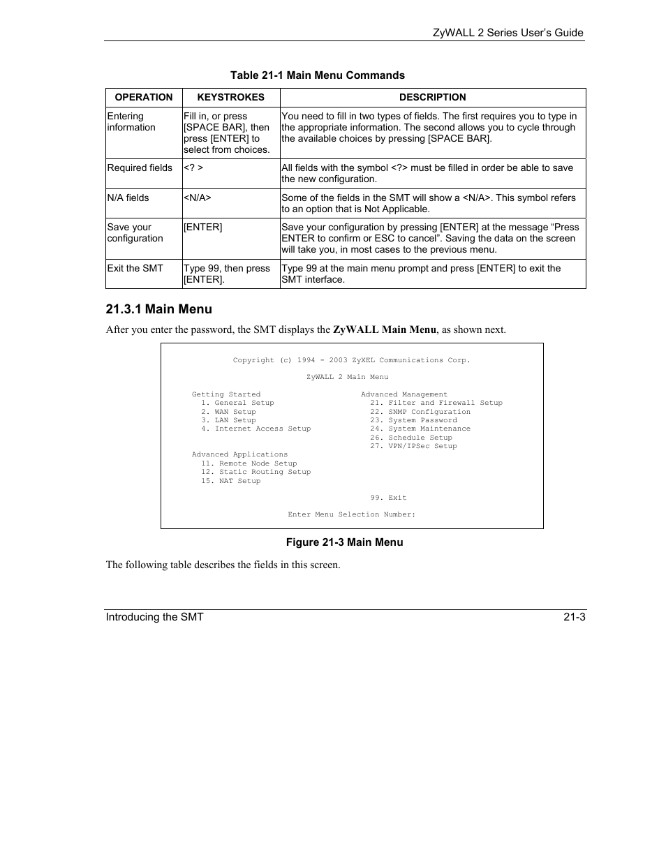1 main menu | ZyXEL Communications Internet Security Gateway ZyWALL 2 Series User Manual | Page 359 / 614