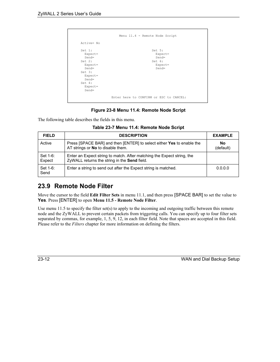 Remote node filter, 9 remote node filter | ZyXEL Communications Internet Security Gateway ZyWALL 2 Series User Manual | Page 378 / 614