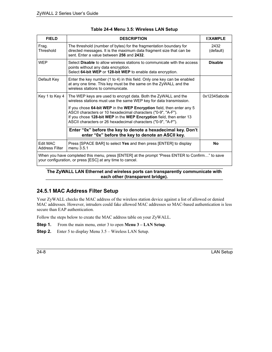 1 mac address filter setup | ZyXEL Communications Internet Security Gateway ZyWALL 2 Series User Manual | Page 388 / 614