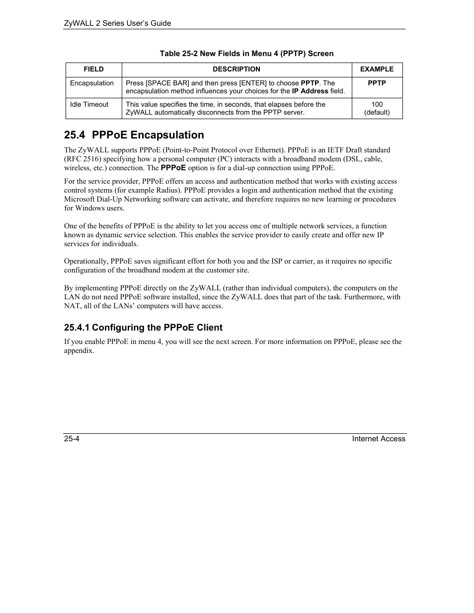 Pppoe encapsulation, 4 pppoe encapsulation | ZyXEL Communications Internet Security Gateway ZyWALL 2 Series User Manual | Page 394 / 614
