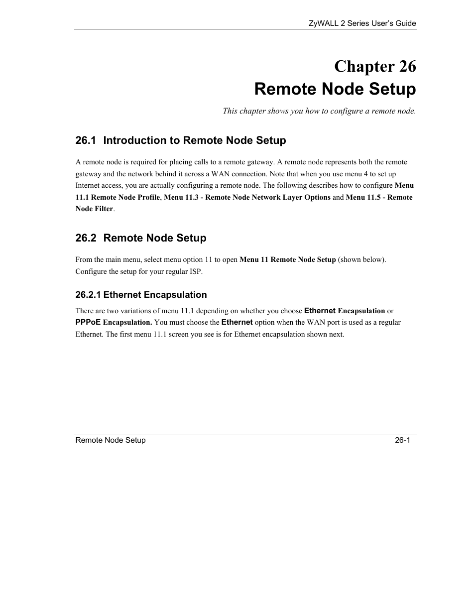 Remote node setup, Introduction to remote node setup, Chapter 26 remote node setup | ZyXEL Communications Internet Security Gateway ZyWALL 2 Series User Manual | Page 399 / 614