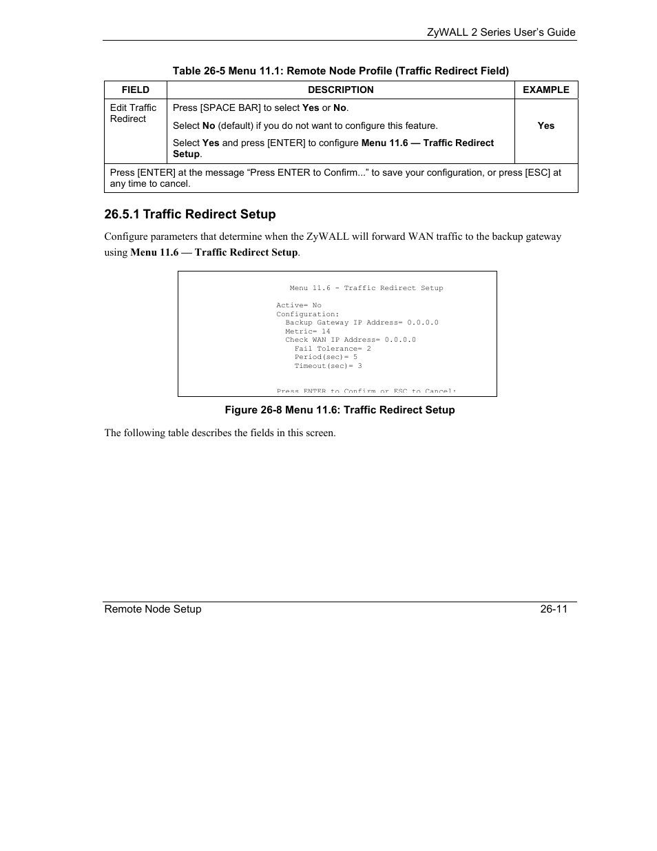 1 traffic redirect setup | ZyXEL Communications Internet Security Gateway ZyWALL 2 Series User Manual | Page 409 / 614