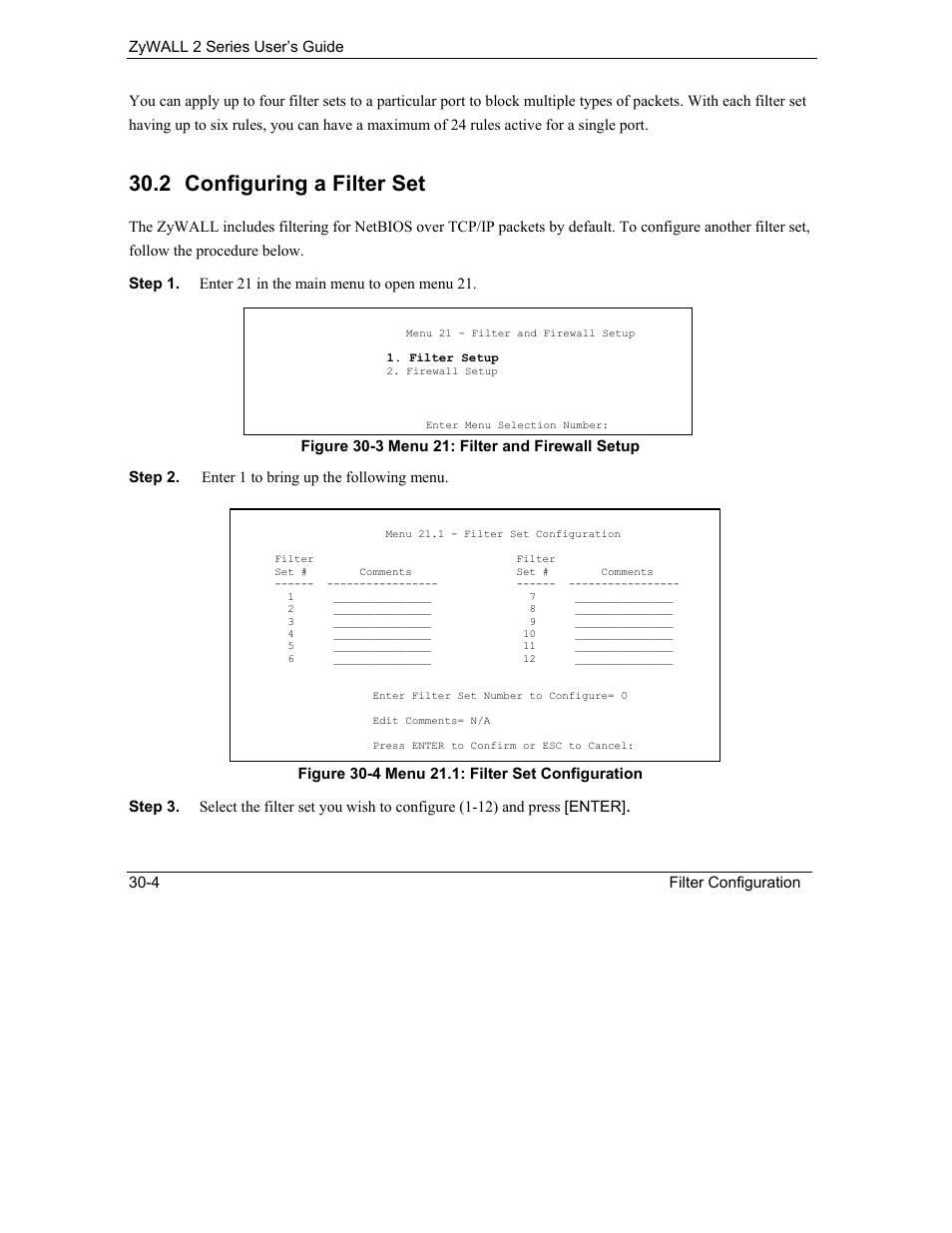 Configuring a filter set, 2 configuring a filter set | ZyXEL Communications Internet Security Gateway ZyWALL 2 Series User Manual | Page 440 / 614