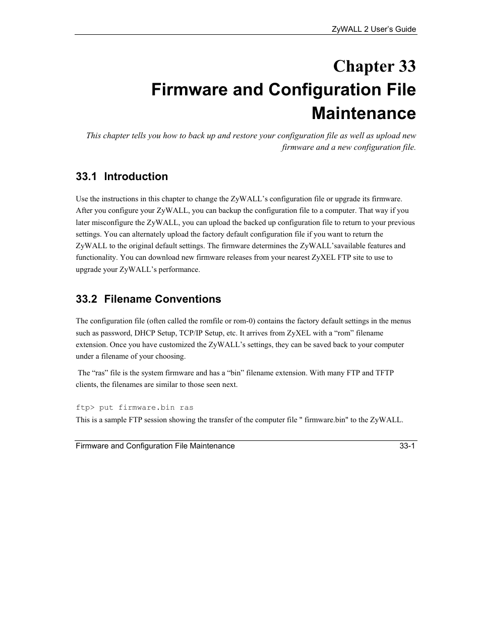 Firmware and configuration file maintenance, Introduction, Filename conventions | ZyXEL Communications Internet Security Gateway ZyWALL 2 Series User Manual | Page 471 / 614