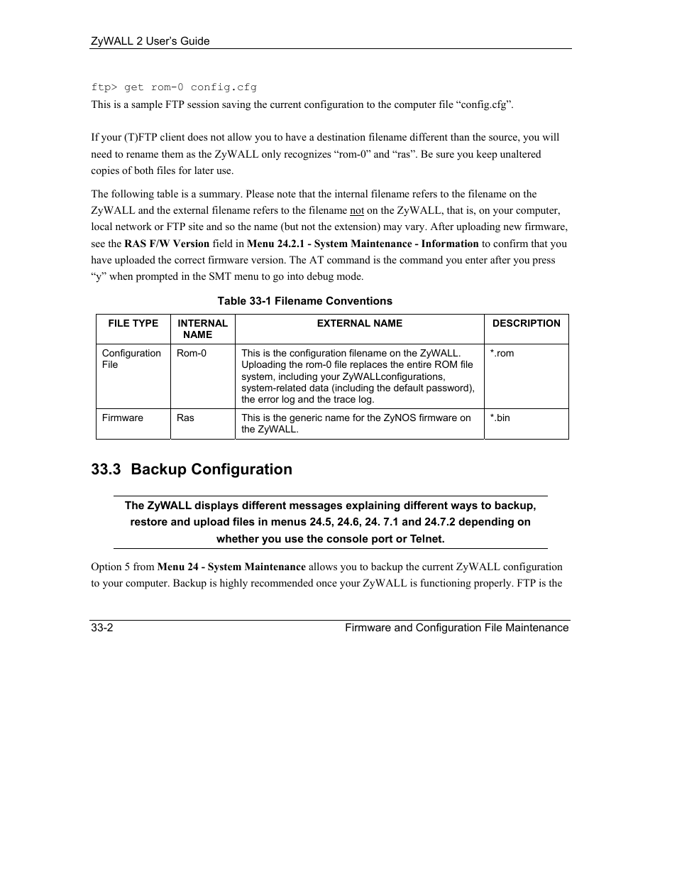 Backup configuration, 3 backup configuration | ZyXEL Communications Internet Security Gateway ZyWALL 2 Series User Manual | Page 472 / 614