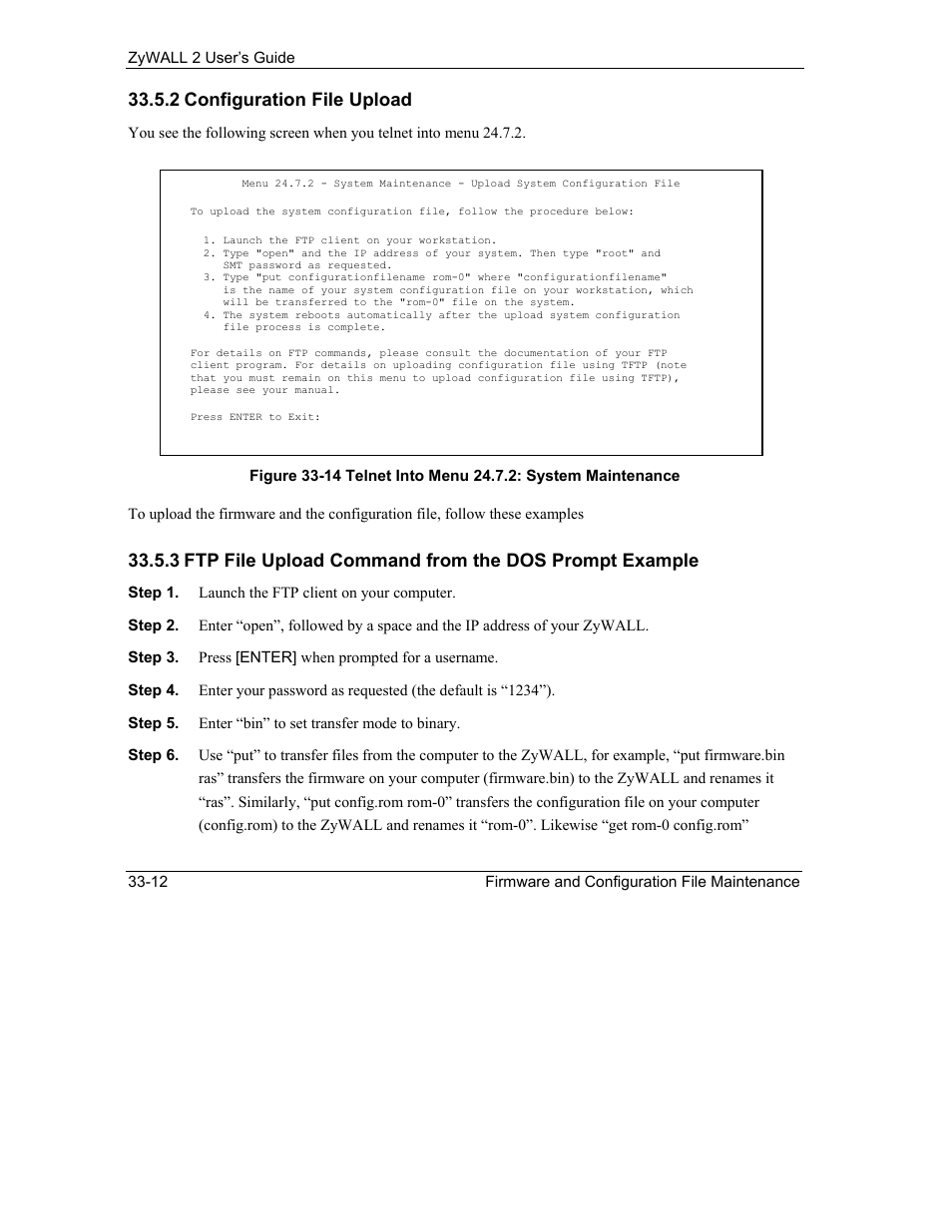 2 configuration file upload | ZyXEL Communications Internet Security Gateway ZyWALL 2 Series User Manual | Page 482 / 614
