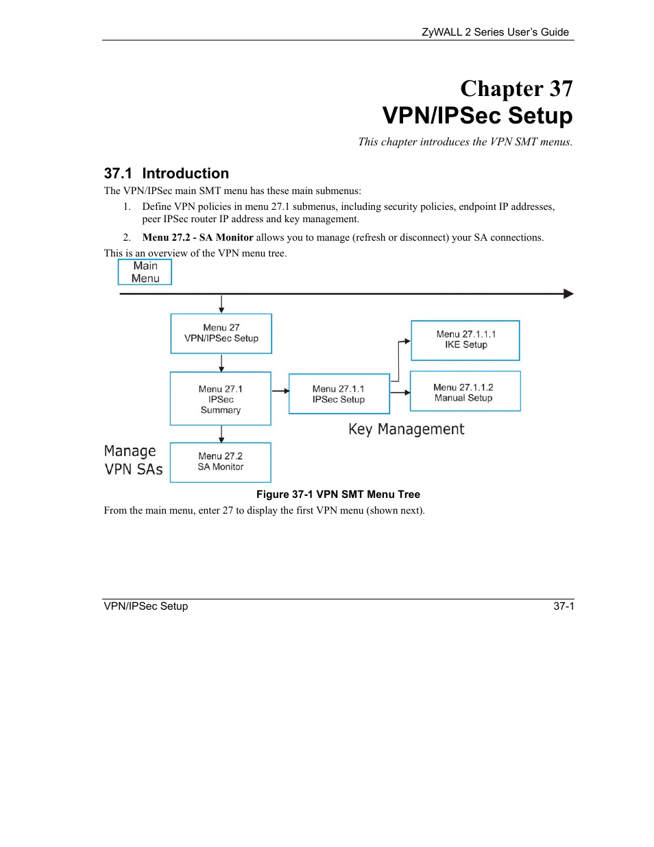 Vpn/ipsec setup, Introduction, Chapter 37 vpn/ipsec setup | ZyXEL Communications Internet Security Gateway ZyWALL 2 Series User Manual | Page 507 / 614