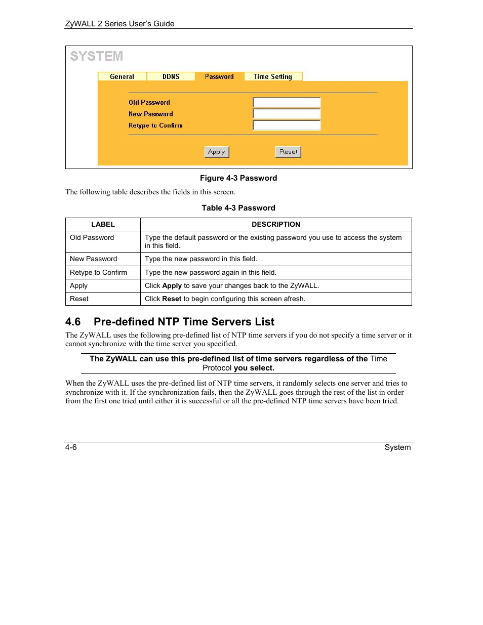 Pre-defined ntp time servers list, 6 pre-defined ntp time servers list | ZyXEL Communications Internet Security Gateway ZyWALL 2 Series User Manual | Page 68 / 614
