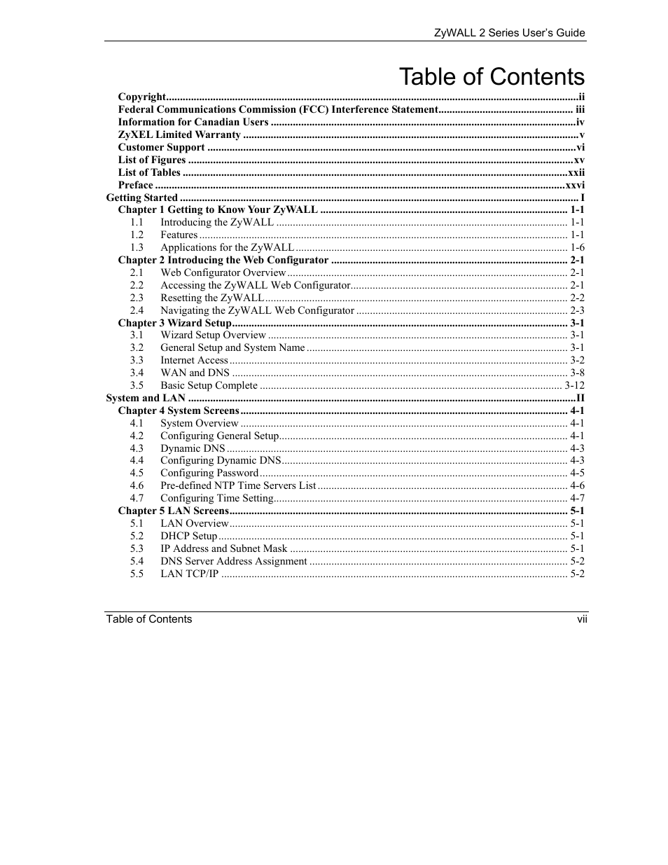 ZyXEL Communications Internet Security Gateway ZyWALL 2 Series User Manual | Page 7 / 614